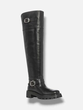 Stuart Weitzman Women's Black Emerson Moto Tall Boots Shoes Size 7B